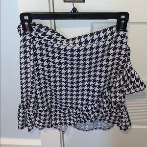 Pretty Little Thing Black + White Mock Wrap Skirt